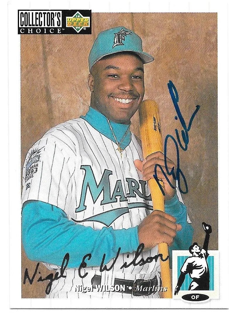 Nigel Wilson Signed 1994 Collector's Choice Silver Signature Baseball Card - Florida Marlins