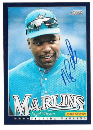 Nigel Wilson Signed 1994 Score Baseball Card - Florida Marlins