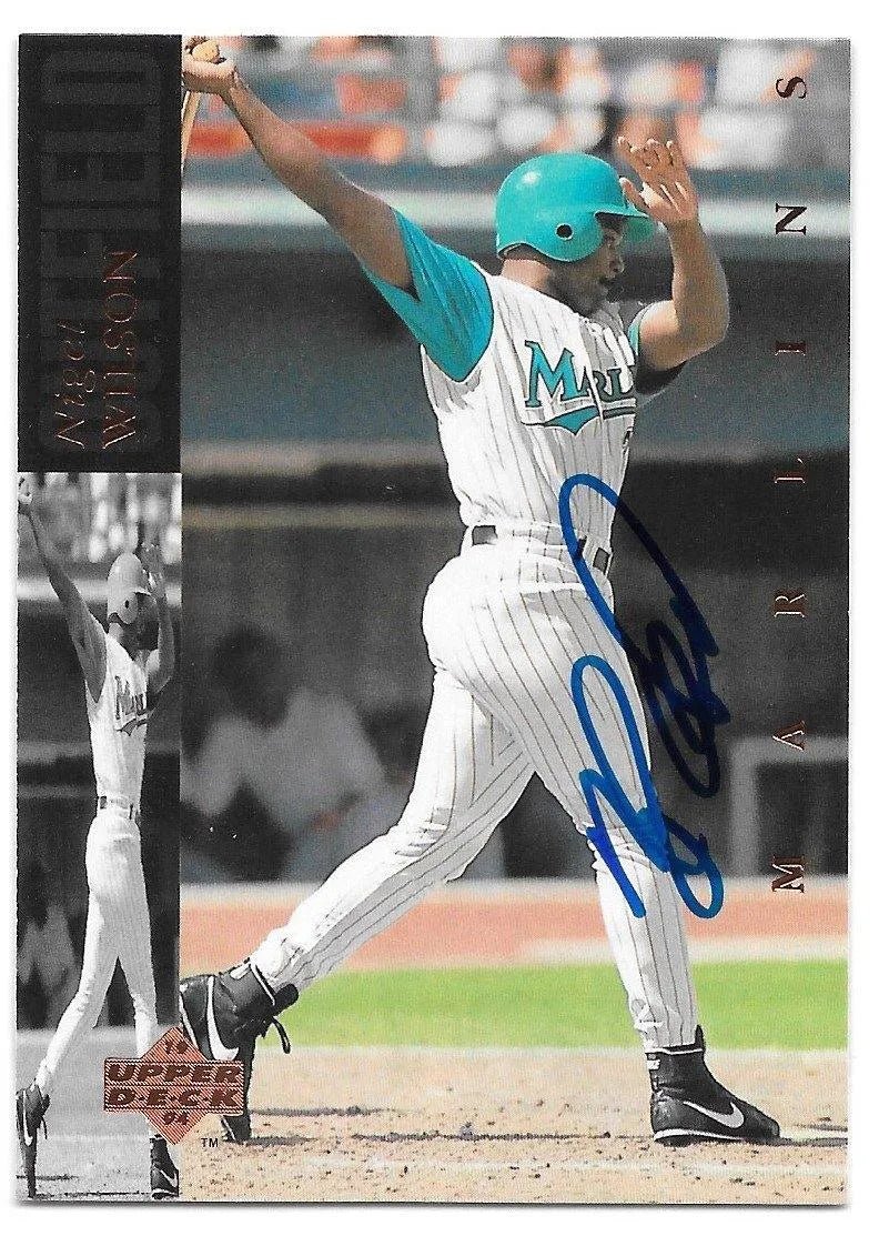 Nigel Wilson Signed 1994 Upper Deck Baseball Card - Florida Marlins