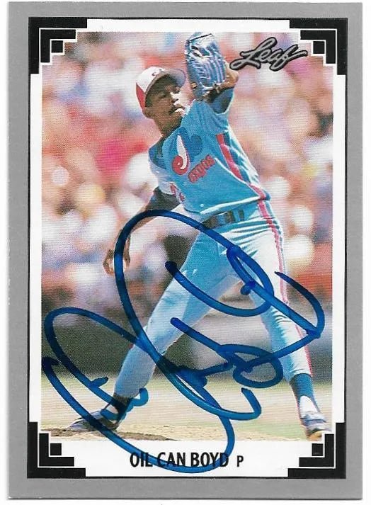 Oil Can Boyd Signed 1991 Leaf Baseball Card - Montreal Expos
