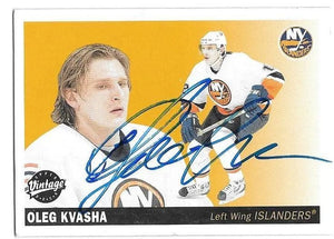 Oleg Kvasha Signed 2002-03 Upper Deck Vintage Hockey Card - New York Islanders