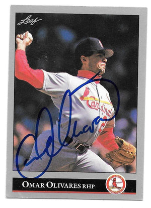 Omar Olivares Signed 1992 Leaf Baseball Card - St Louis Cardinals