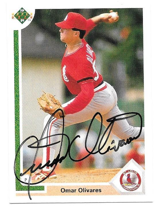 Omar Oliveras Signed 1991 Upper Deck Baseball Card - St Louis Cardinals - PastPros