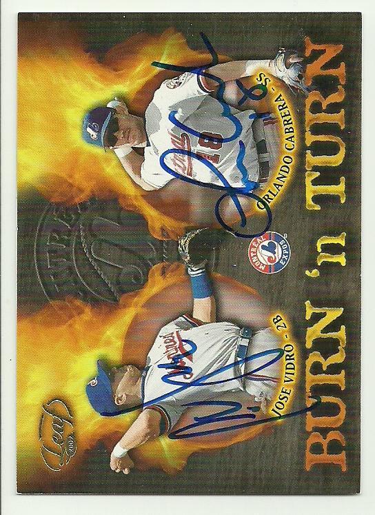 Orlando Cabrera & Jose Vidro Dual Signed 2002 Donruss Burn 'n Turn Baseball Card - Montreal Expos - PastPros