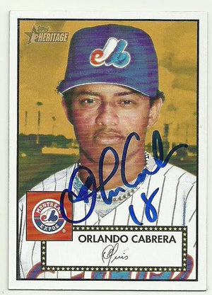 Orlando Cabrera Signed 2001 Topps Heritage Baseball Card - Montreal Expos