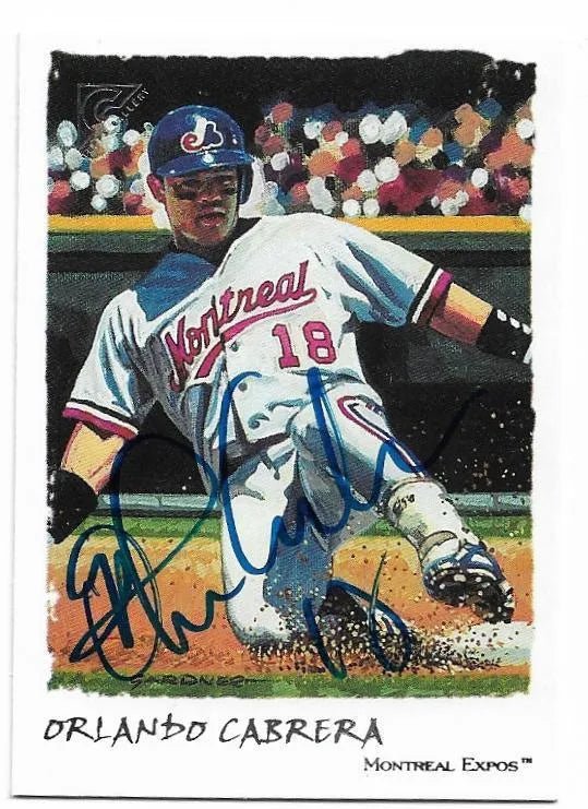 Orlando Cabrera Signed 2002 Topps Gallery Baseball Card - Montreal Expos