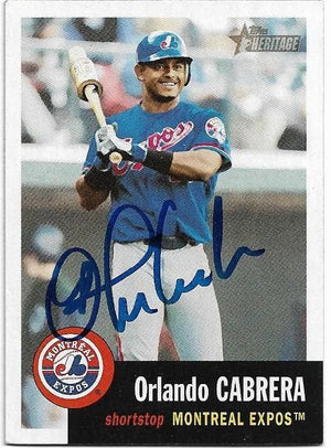 Orlando Cabrera Signed 2002 Topps Heritage Baseball Card - Montreal Expos