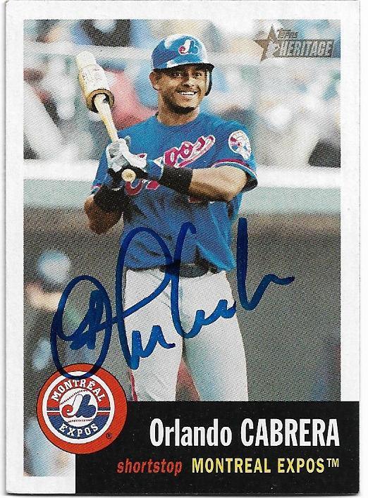Orlando Cabrera Signed 2002 Topps Heritage Baseball Card - Montreal Expos - PastPros