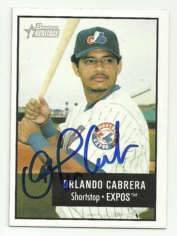 Orlando Cabrera Signed 2003 Bowman Heritage Baseball Card - Montreal Expos - PastPros