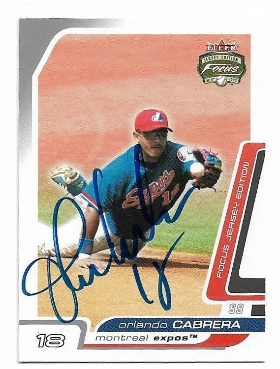 Orlando Cabrera Signed 2003 Fleer Focus Gallery Baseball Card - Montreal Expos