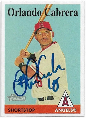 Orlando Cabrera Signed 2007 Topps Heritage Baseball Card - Anaheim Angels