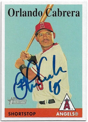 Orlando Cabrera Signed 2007 Topps Heritage Baseball Card - Anaheim Angels - PastPros
