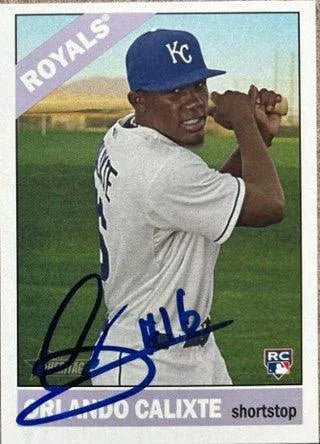 Orlando Calixte Signed 2015 Topps Heritage Baseball Card - Kansas City Royals