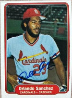 Orlando Sanchez Signed 1982 Fleer Baseball Card - St Louis Cardinals