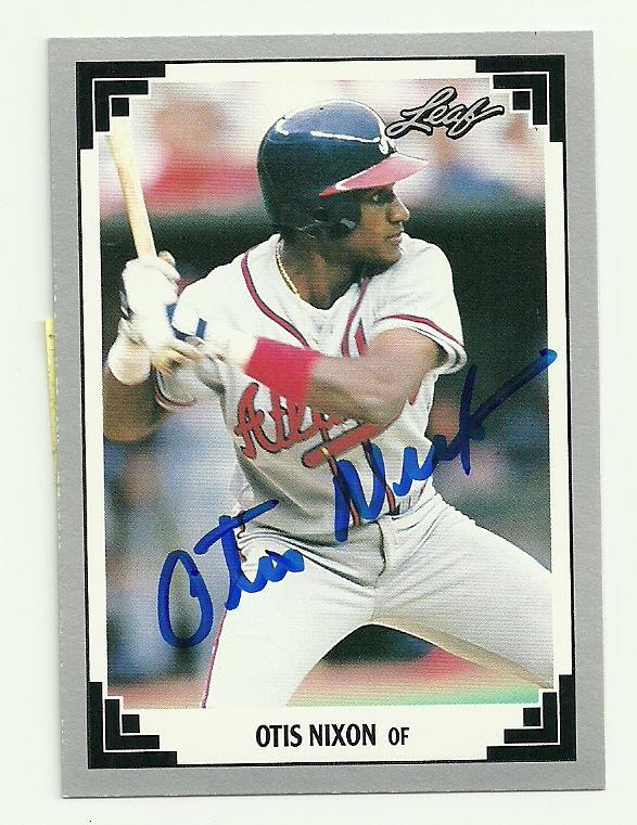 Otis Nixon Signed 1991 Leaf Baseball Card - Atlanta Braves