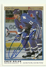 Owen Nolan Signed 1990-91 O-Pee-Chee Premier Hockey Card - Quebec Nordiques - PastPros