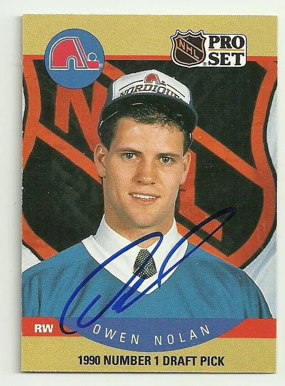 Owen Nolan Signed 1990-91 Pro Set Hockey Card - Quebec Nordiques