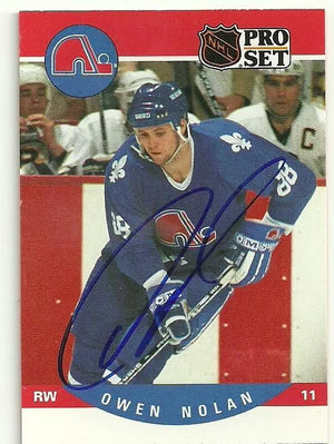 Owen Nolan Signed 1990-91 Pro Set Hockey Card - Quebec Nordiques - PastPros