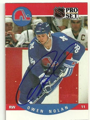 Owen Nolan Signed 1990-91 Pro Set Hockey Card - Quebec Nordiques