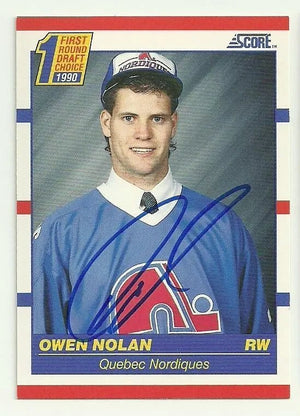Owen Nolan Signed 1990-91 Score Hockey Card - Quebec Nordiques