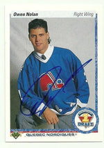 Owen Nolan Signed 1990-91 Upper Deck Hockey Card - Quebec Nordiques