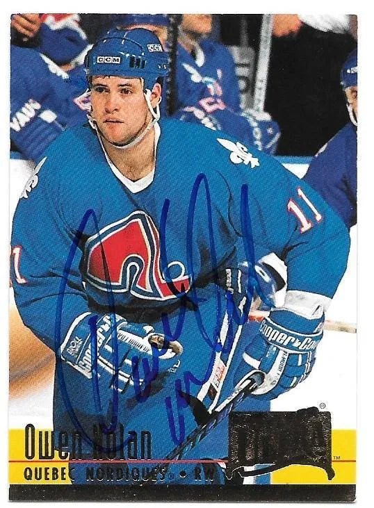Owen Nolan Signed 1994-95 Fleer Ultra Hockey Card - Quebec Nordiques