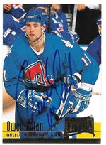 Owen Nolan Signed 1994-95 Fleer Ultra Hockey Card - Quebec Nordiques