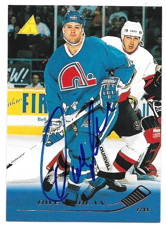 Owen Nolan Signed 1995-96 Pinnacle Hockey Card - Quebec Nordiques - PastPros