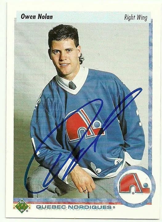 Owen Nolan Signed 1995-96 Upper Deck Hockey Card - Quebec Nordiques