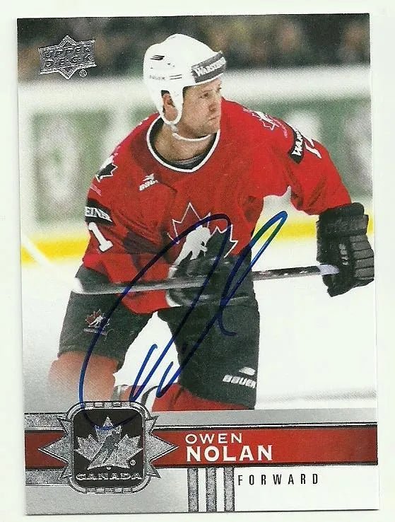 Owen Nolan Signed 2017-18 Upper Deck Canadian Tire Hockey Card - Team Canada