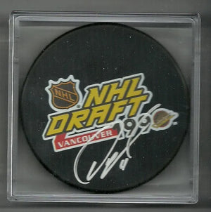 Owen Nolan Signed Hockey Puck - 1990 NHL Draft - PastPros