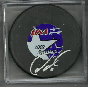 Owen Nolan Signed Hockey Puck - 2002 Olympics - PastPros
