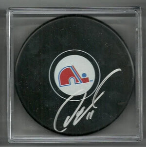 Owen Nolan Signed Hockey Puck - Quebec Nordiques - PastPros