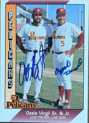 Ozzie Virgil Sr & Jr Signed 1991 Pacific Senior League Baseball Card - PastPros