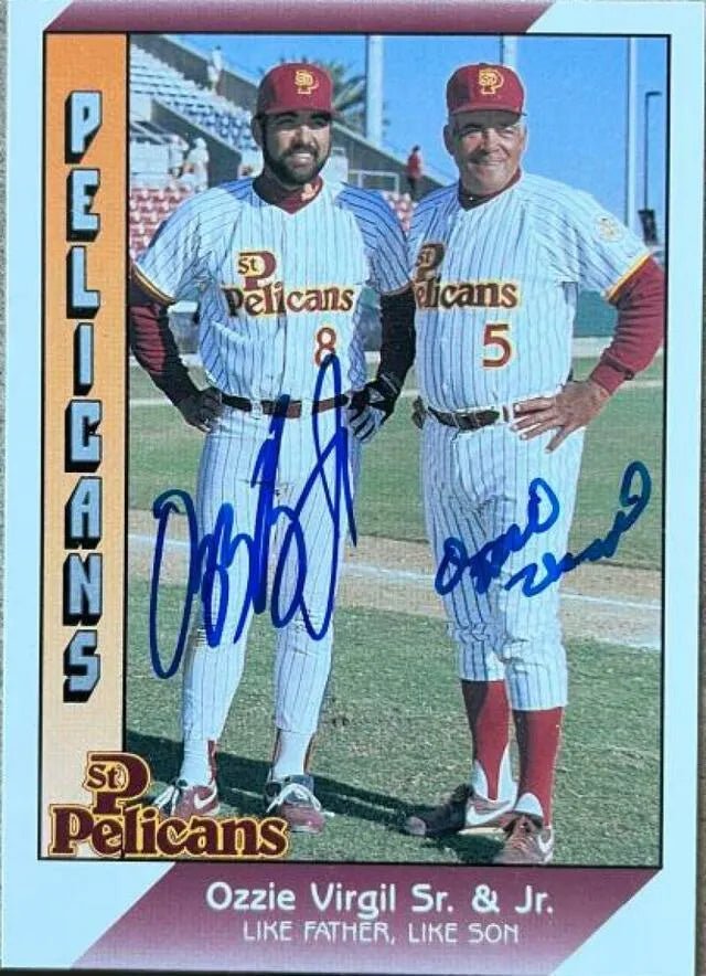 Ozzie Virgil Sr & Jr Dual Signed 1991 Pacific Senior League Baseball Card