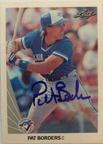 Pat Borders Signed 1990 Leaf Baseball Card - Toronto Blue Jays - PastPros