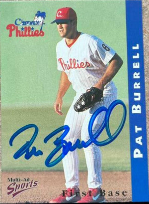 Pat Burrell Signed 1999 Multi-Ad Baseball Card - Clearwater Phillies - PastPros