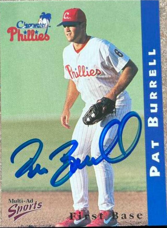 Pat Burrell Signed 1999 Multi-Ad Baseball Card - Clearwater Phillies - PastPros