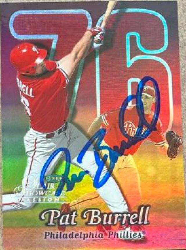 Pat Burrell Signed 1999 Flair Showcase Row 3 (Power) Row 2 (Passion) Baseball Card - Philadelphia Phillies - PastPros