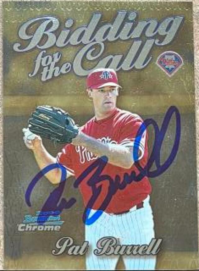 Pat Burrell Signed 2000 Bowman Chrome Bidding for the Call Baseball Card - Philadelphia Phillies - PastPros