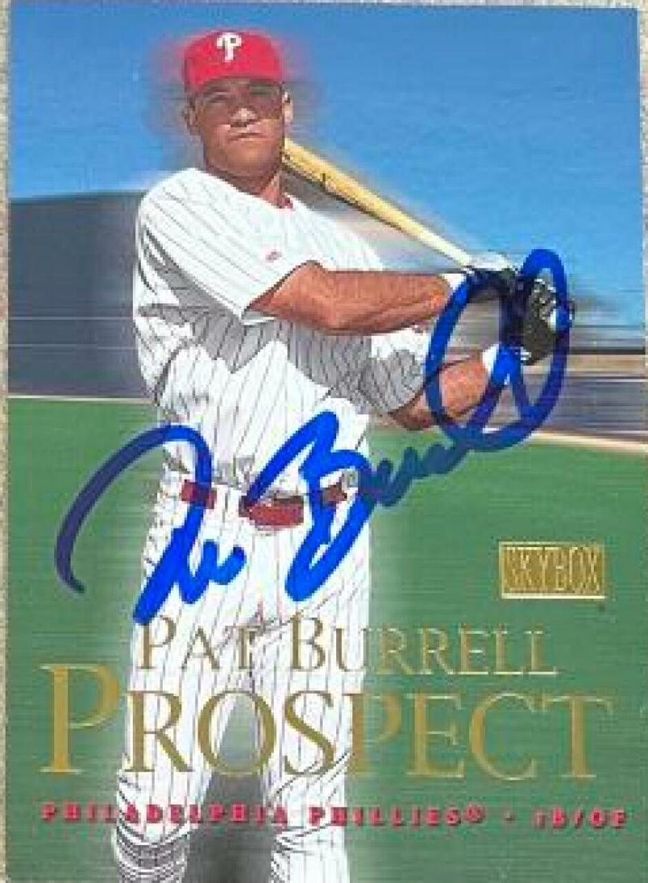 Pat Burrell Signed 2000 Skybox Baseball Card - Philadelphia Phillies - PastPros