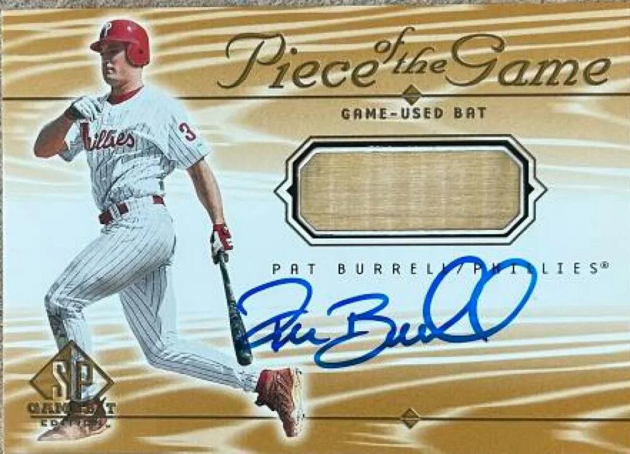 Pat Burrell Signed 2000 SP Piece of the Game Baseball Card - Philadelphia Phillies
