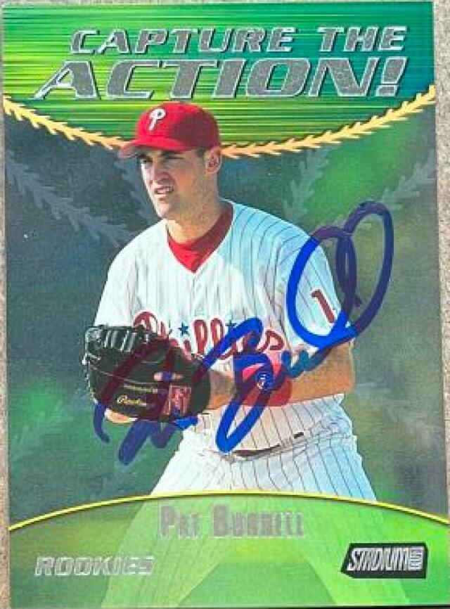 Pat Burrell Signed 2000 Stadium Club Capture the Action Baseball Card - Philadelphia Phillies - PastPros