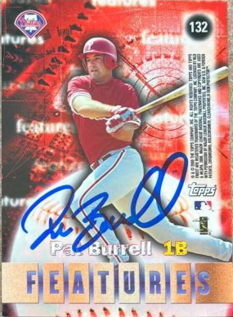 Pat Burrell Signed 2000 Topps Finest Baseball Card - Philadelphia Phillies #132