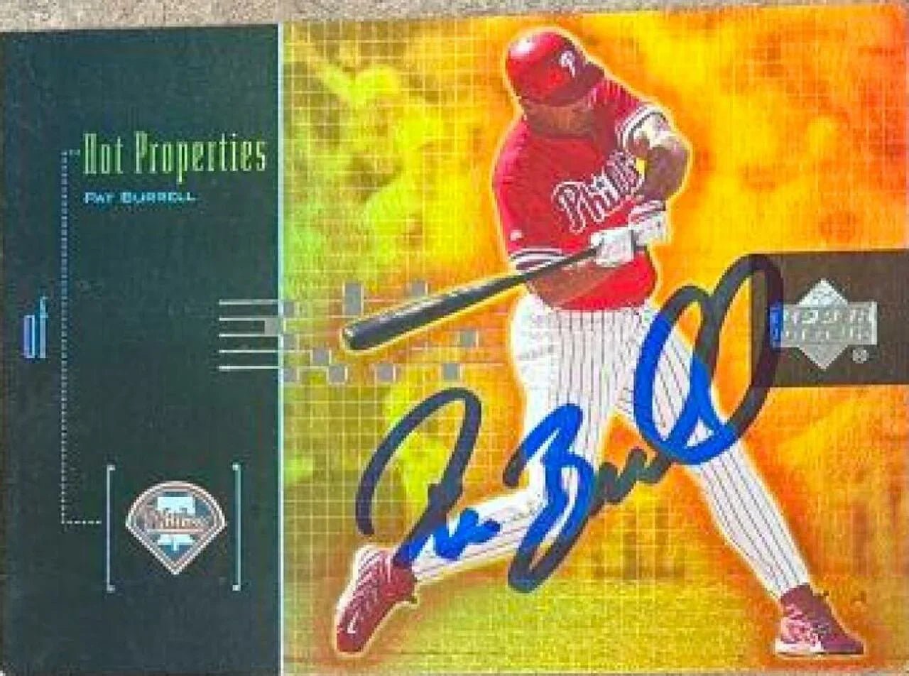 Pat Burrell Signed 2000 Upper Deck Hot Properties Baseball Card - Philadelphia Phillies