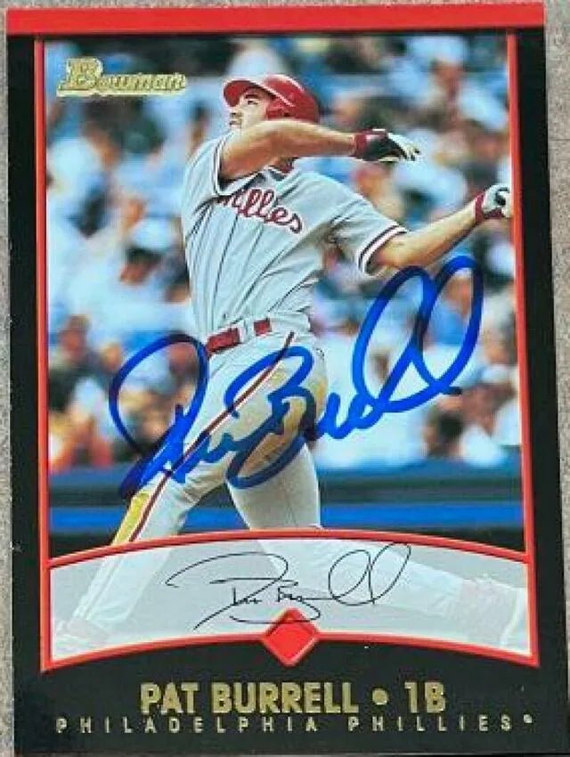 Pat Burrell Signed 2001 Bowman Baseball Card - Philadelphia Phillies