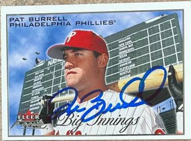 Pat Burrell Signed 2001 Fleer Focus Big Innings Baseball Card - Philadelphia Phillies