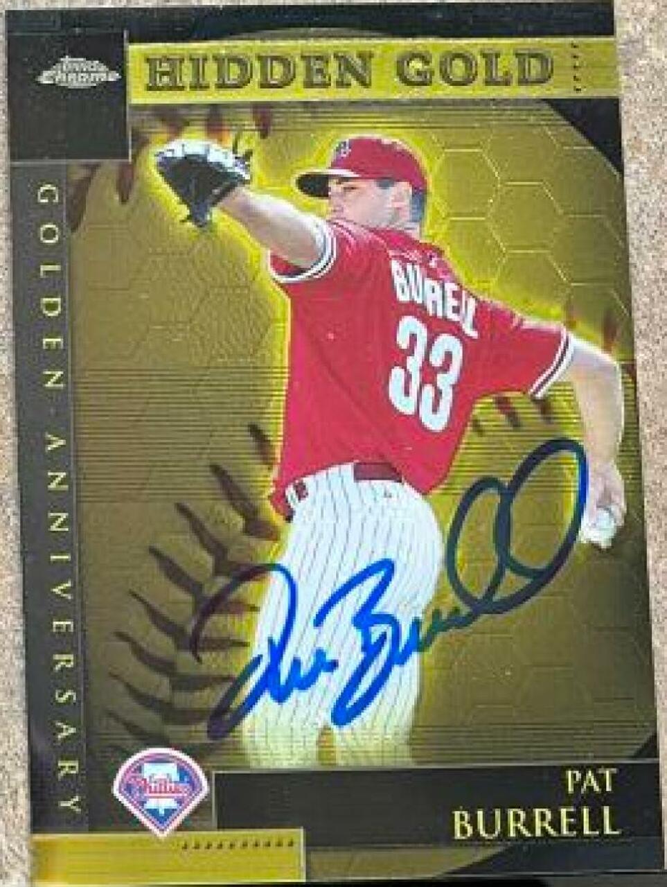 Pat Burrell Signed 2001 Topps Chrome Golden Anniversary Baseball Card - Philadelphia Phillies - PastPros
