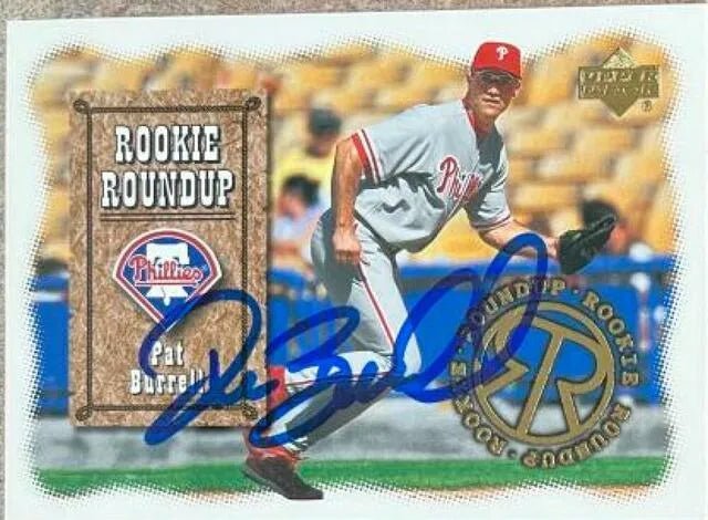 Pat Burrell Signed 2001 Upper Deck Rookie Roundup Baseball Card - Philadelphia Phillies