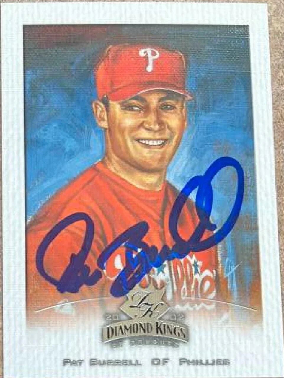 Pat Burrell Signed 2002 Donruss Diamond Kings Baseball Card - Philadelphia Phillies